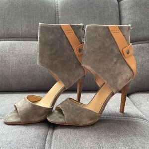 Joe's Jean grey suede and brown leather booties